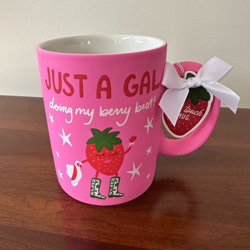 Just A Gal Pink Strawberry Ceramic Coffee Mug